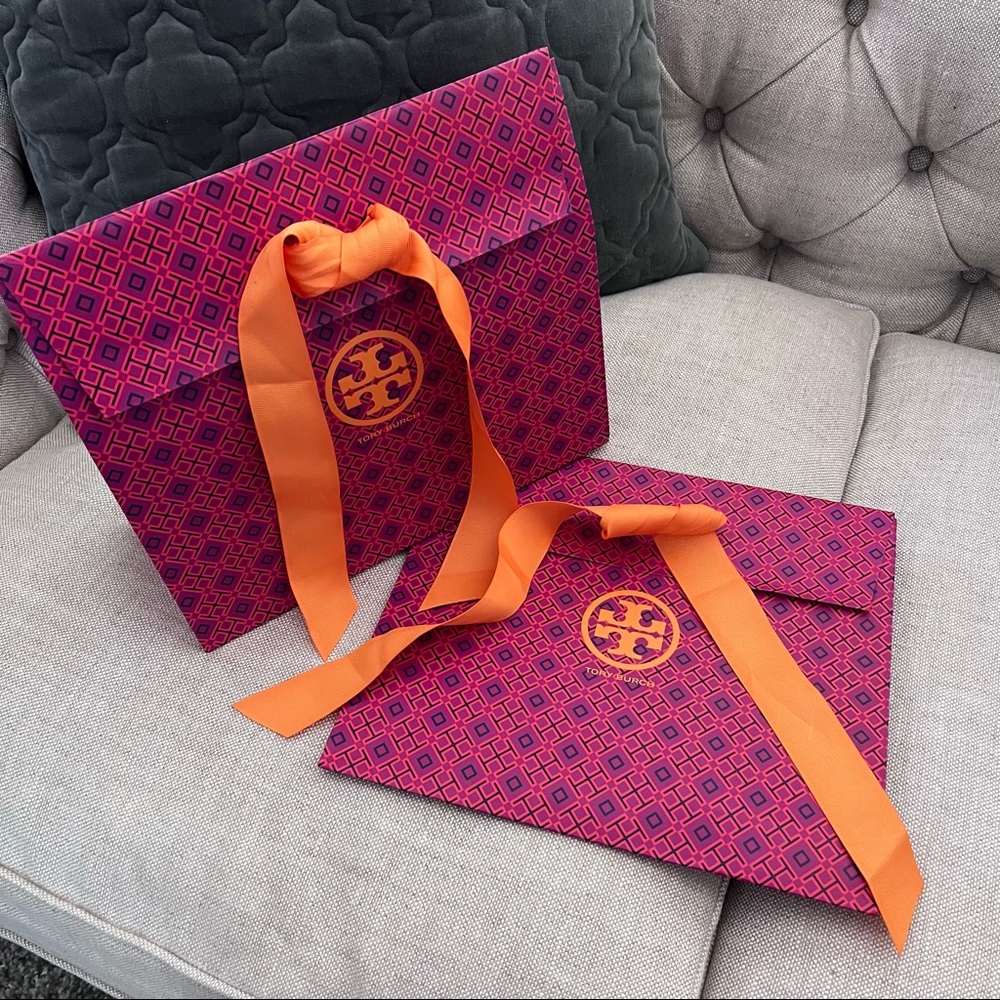 TORY BURCH gift bags with ribbon (2) and shopping bag (1)